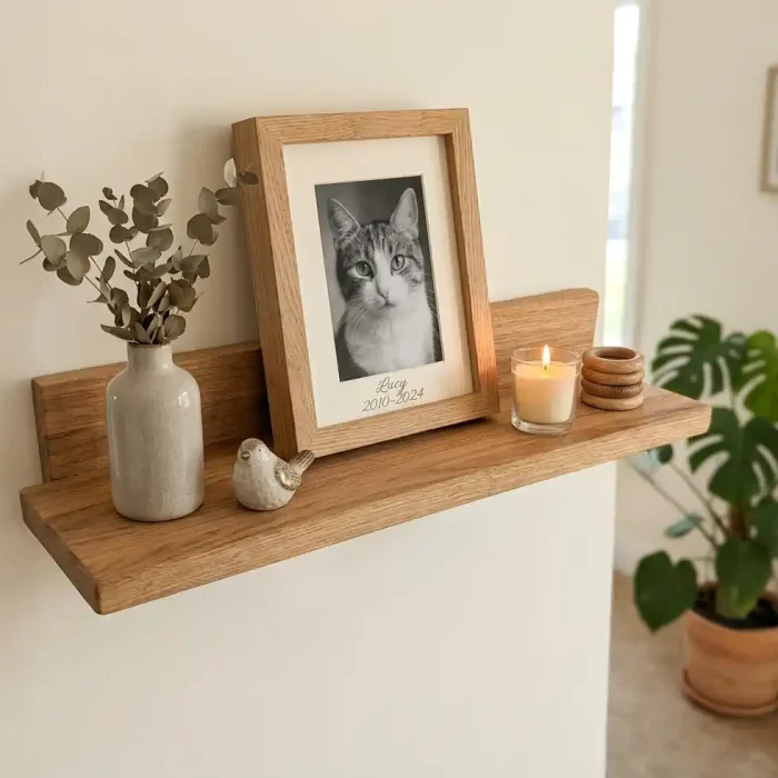 Wandboard für eine Haustierurne aus edlem Holz