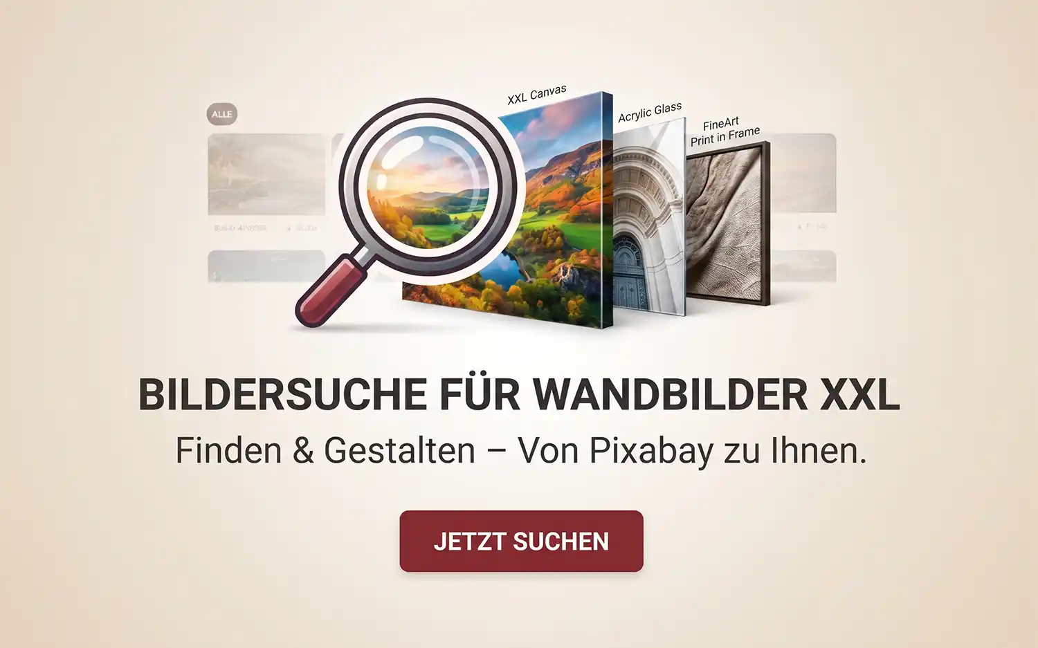 Bildersuche für Wandbilder XXL finden und gestalten